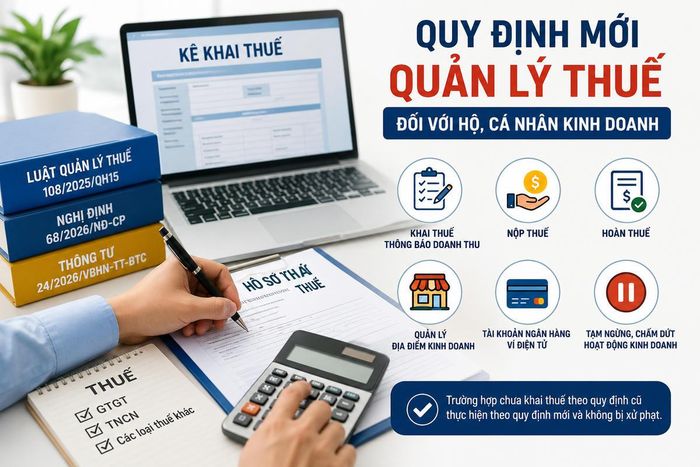 Trường hợp chưa khai thuế, người nộp thuế thực hiện theo hồ sơ, thủ tục quy định tại Văn bản hợp nhất số 24/2026/VBHN-TT-BTC và không bị xử phạt. Ảnh minh họa: AI tạo