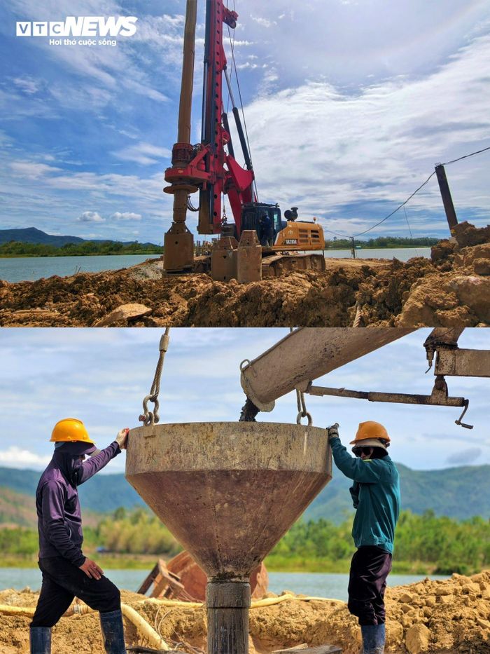 Những khối dầm Super-T đồ sộ của cầu Hà Nhe hay các cọc khoan nhồi vượt sông Kôn vẫn đang được triển khai và dần lộ diện.