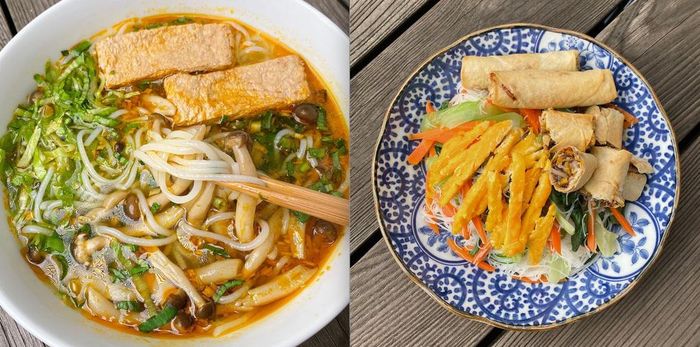 Ngoài ra, nữ diễn viên còn làm chả giò chay từ các loại rau củ, bún Huế chay, miến xào chay,...
