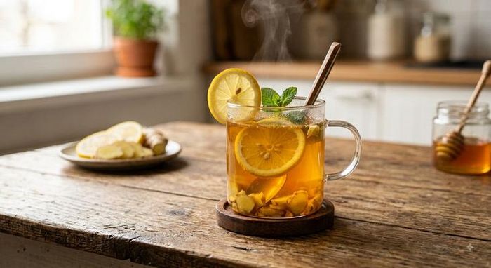 Nước chanh gừng có thể hỗ trợ giảm cân. Ảnh minh họa AI