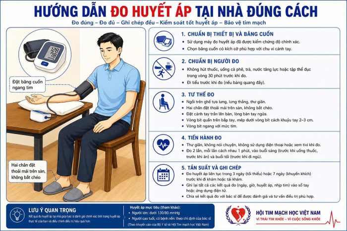 Hướng dẫn đo huyết áp tại nhà đúng cách.
