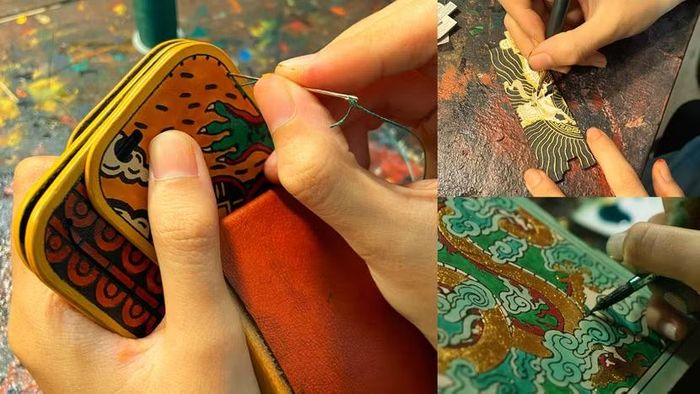 Công đoạn vẽ và may tay sản phẩm trước khi kiểm tra và đóng gói theo tiêu chuẩn riêng