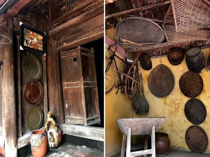 Trong ngôi nhà cổ của ông Lương Trọng Duệ vẫn lưu giữ những vật dụng bằng đồng xưa, cùng nhiều nét kiến trúc truyền thống được bảo tồn gần như nguyên trạng