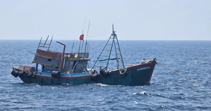  Tàu TG 914...TS vận chuyển 130.000 lít dầu D.O không có hóa đơn, chứng từ chứng minh nguồn gốc hợp pháp. Ảnh: BÁ HƯNG 