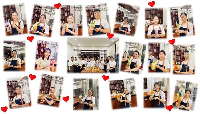 Giờ học thực hành khóa đào tạo ngắn hạn pha chế đồ uống tại Trường Cao đẳng Thương mại.