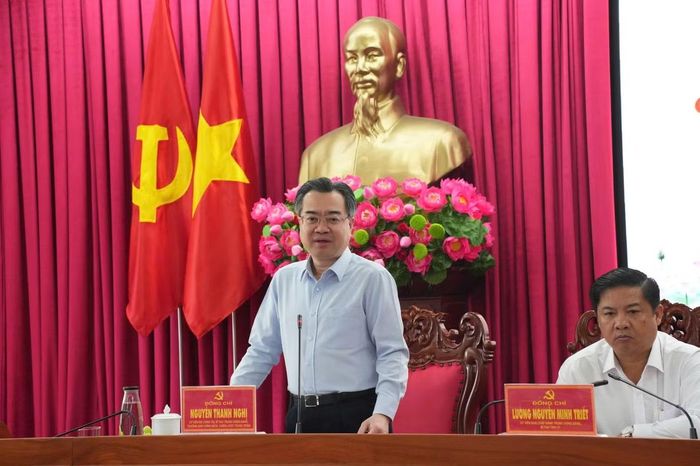 Ông Nguyễn Thanh Nghị, Ủy viên Bộ Chính trị, Bí thư Trung ương Đảng, Trưởng Ban Chính sách, Chiến lược Trung ương, phát biểu chỉ đạo tại hội nghị.