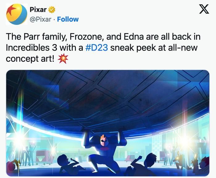 Incredibles 3 được Pixar công bố lần đầu tại sự kiện D23 vào tháng 8/2024, trước khi xác nhận ngày phát hành vào tháng 3/2026. Ảnh: Pixar