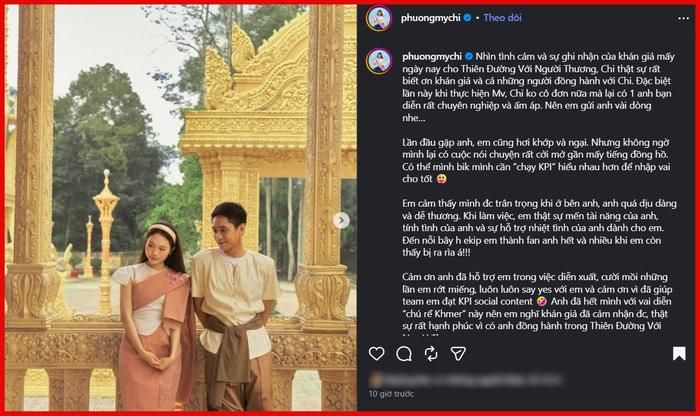 Phương Mỹ Chi viết tâm thư gửi nam diễn viên Bảo Định.