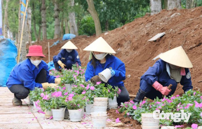 Công nhân đang khẩn trương chỉnh trang sân bay.