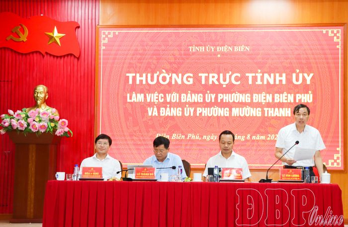 Đồng chí Lê Văn Lương, Phó Bí thư Tỉnh ủy, Chủ tịch UBND tỉnh phát biểu tại buổi làm việc.