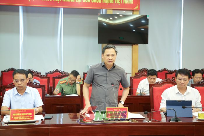 Đồng chí Nguyễn Đình Việt, Phó Bí thư Tỉnh ủy, Chủ tịch UBND tỉnh, phát biểu tại cuộc làm việc.