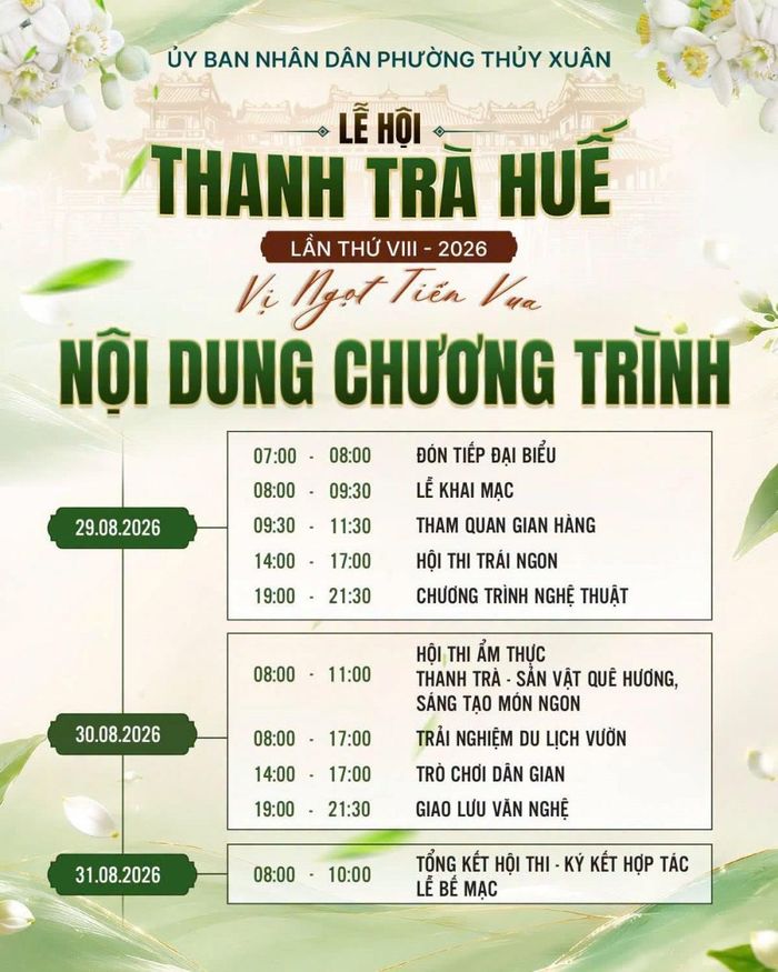 Nội dung, lịch trình Lễ hội Thanh trà Huế lần thứ VIII năm 2026
