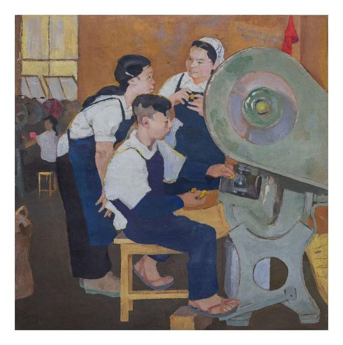 Tác phẩm "Học hỏi lẫn nhau" (hoạ sĩ Nguyễn Đỗ Cung, 1960)