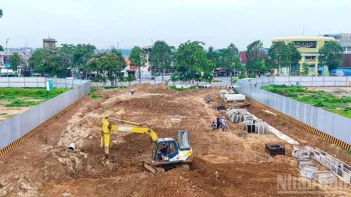 Thi công dự án trọng điểm ở phường Trấn Biên sau khi hoàn thành công tác giải phóng mặt bằng.