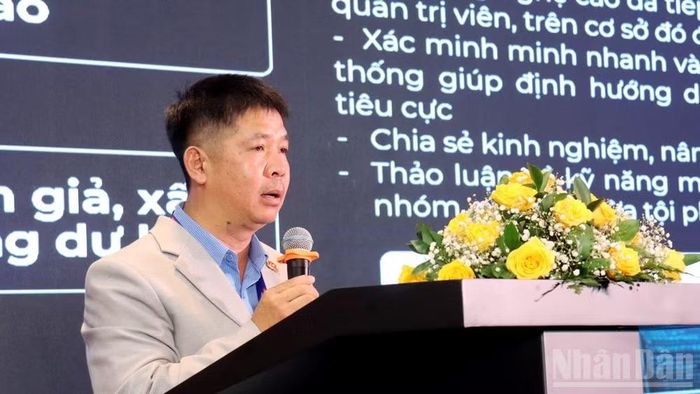 Đại tá Vũ Hoàng Anh, Trưởng phòng PA05, Công an tỉnh Lâm Đồng phát biểu tại chương trình.