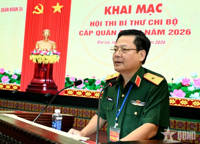 Thiếu tướng Nguyễn Trần Long phát biểu. 