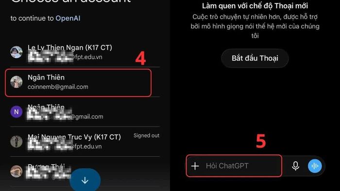 Nếu chọn đăng nhập bằng Google, hãy chọn đúng email muốn sử dụng.