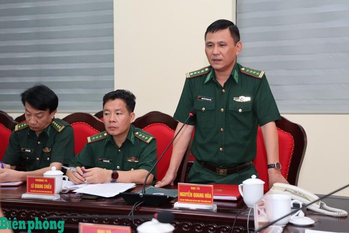 Đại tá Nguyễn Quang Hòa, Chỉ huy trưởng Ban Chỉ huy Bộ đội Biên phòng tỉnh Quảng Ninh phát biểu tại buổi gặp mặt. Ảnh: Xuân Khoa
