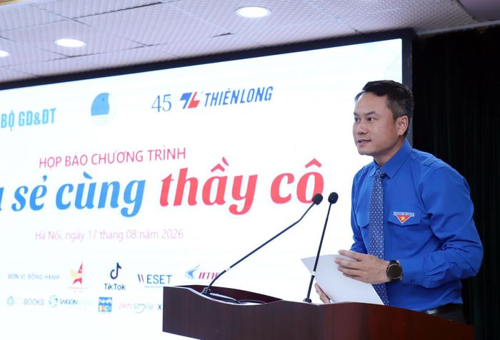 Ông Nguyễn Kim Quy - Bí thư Trung ương Đoàn, Phó Chủ tịch Thường trực Trung ương Hội Liên hiệp Thanh niên Việt Nam chia sẻ tại họp báo. (Ảnh: Đ.Hải)
