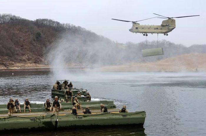 Hình ảnh tập trận chung của binh lính Mỹ và Hàn Quốc tháng 3/2026. (Ảnh: Reuters)