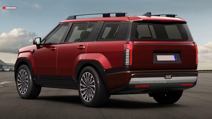 Bản dựng dự đoán thiết kế đuôi xe Santa Fe 2027. Ảnh: Digimods