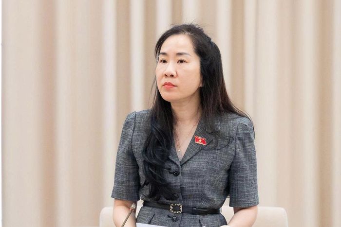 Phó Chủ nhiệm Ủy ban Kinh tế và Tài chính Đoàn Thị Thanh Mai thay mặt Ủy ban Kinh tế và Tài chính trình bày báo cáo ý kiến tiếp thu giải trình. Ảnh: QH