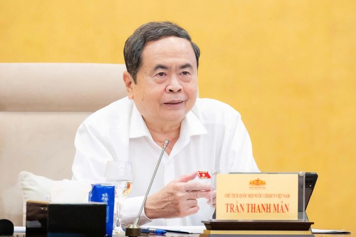 Chủ tịch Quốc hội Trần Thanh Mẫn phát biểu tại phiên họp. Ảnh: QH