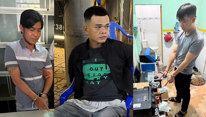 Các đối tượng trong đường dây sản xuất tiền giả. Ảnh: CACC