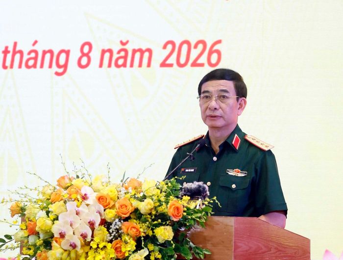 Đại tướng Phan Văn Giang, Phó Thủ tướng, Bộ trưởng Quốc phòng phát biểu. Ảnh: TTXVN