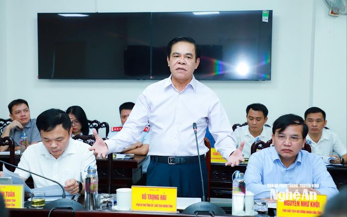 Chủ tịch UBND tỉnh Võ Trọng Hải phát biểu kết luận. Ảnh: Thành Duy
