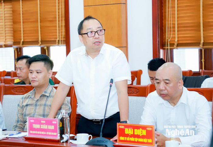 Ông Trịnh Xuân Nam - Tổng Giám đốc khu vực Nghệ An Sun Group phát biểu tại hội nghị. Ảnh: Thành Duy