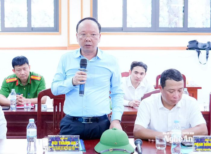 Đồng chí Bùi Thanh An - Ủy viên Ban Thường vụ Tỉnh ủy, Phó Chủ tịch Thường trực UBND tỉnh phát biểu. Ảnh: Phạm Bằng
