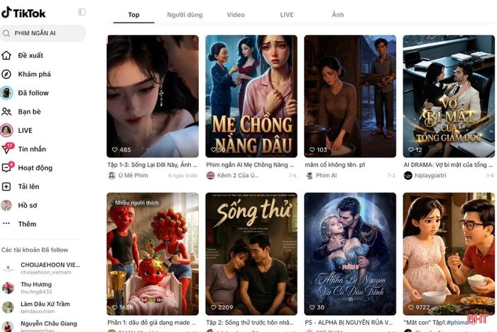 Phim ngắn AI với các nội dung “xuyên không”, “trùng sinh”, “tiên sư xuống núi”... xuất hiện ngày càng nhiều trên mạng xã hội. Ảnh: Chụp màn hình.