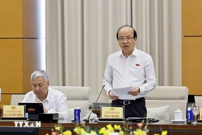 Chủ nhiệm Ủy ban Pháp luật và Tư pháp của Quốc hội Phan Chí Hiếu phát biểu. (Ảnh: Doãn Tấn/TTXVN)