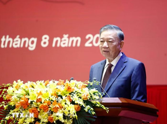 Giáo sư-Tiến sỹ Tô Lâm, Tổng Bí thư, Chủ tịch nước phát biểu chỉ đạo. (Ảnh: Thống Nhất/TTXVN)