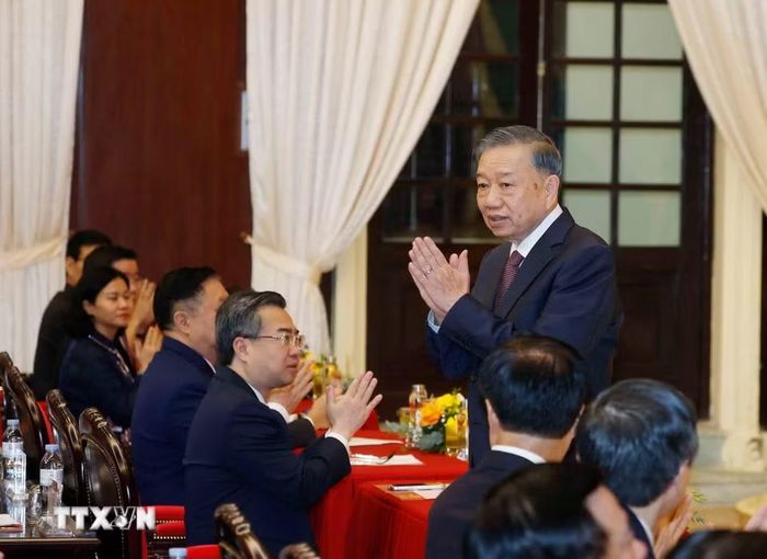 Tổng Bí thư, Chủ tịch nước Tô Lâm đến dự Lễ khai mạc Chương trình bồi dưỡng, cập nhật kiến thức đối với Ủy viên Ban Chấp hành Trung ương Đảng khóa XIV. (Ảnh: Thống Nhất/TTXVN)