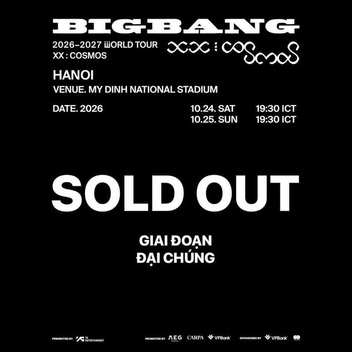 Toàn bộ vé đêm diễn của BIGBANG tại Mỹ Đình đã được bán hết. (Ảnh: Vietnam+)