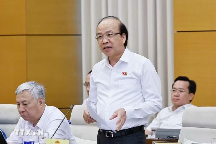 Chủ nhiệm Ủy ban Pháp luật và Tư pháp của Quốc hội Phan Chí Hiếu phát biểu. (Ảnh: Doãn Tấn/TTXVN)