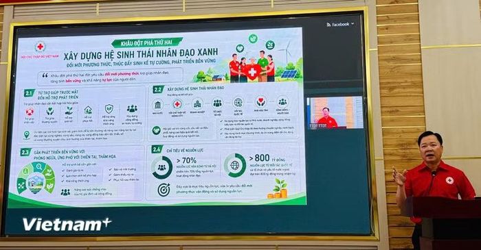 Ông Nguyễn Sỹ Trường, Phó Chủ tịch Hội Chữ thập đỏ Việt Nam trình bày chuyên đề "Những nhiệm vụ trọng tâm và ba khâu đột phá thực hiện Nghị quyết Đại hội XII". (Ảnh: Trần Hương Sơn/Vietnam+)