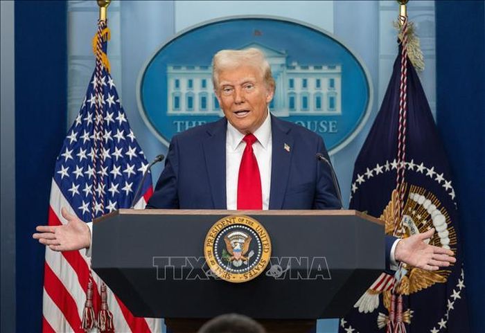 Tổng thống Mỹ Donald Trump phát biểu tại Nhà Trắng. Ảnh: THX/TTXVN phát