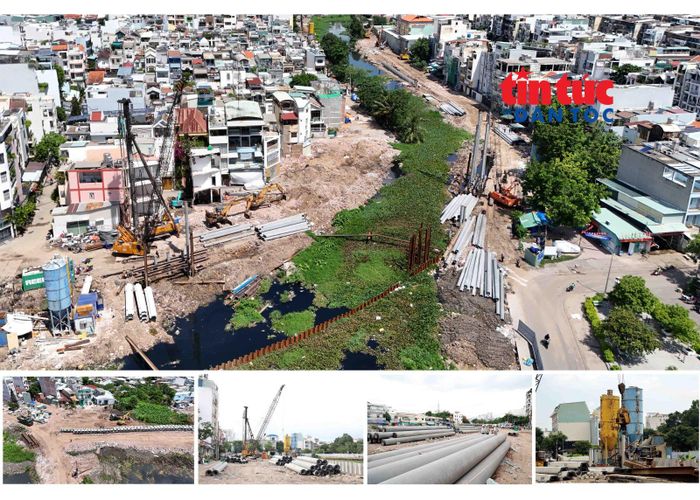 Các đơn vị thi công chạy nước rút về đích sớm dự án rạch Xuyên Tâm.