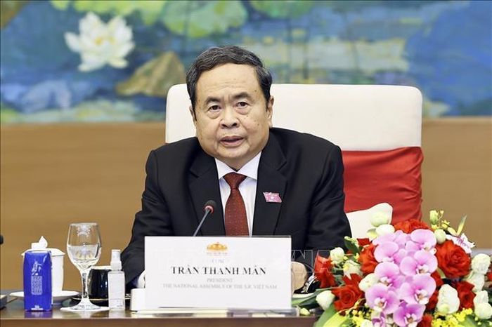 Chủ tịch Quốc hội Trần Thanh Mẫn phát biểu. Ảnh: Doãn Tấn/TTXVN