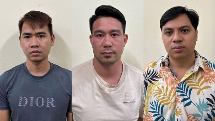 Các bị can Nguyễn Văn Hưng, Nguyễn Văn Phúc và Phan Quang Huỳnh (từ trái qua phải). Ảnh: Công an tỉnh Bắc Ninh