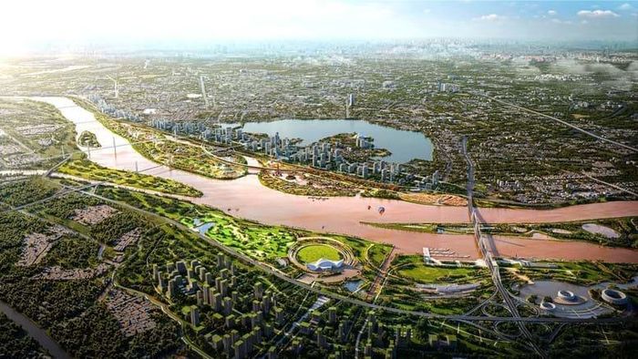 Phối cảnh Dự án đầu tư xây dựng Trục đại lộ cảnh quan sông Hồng.