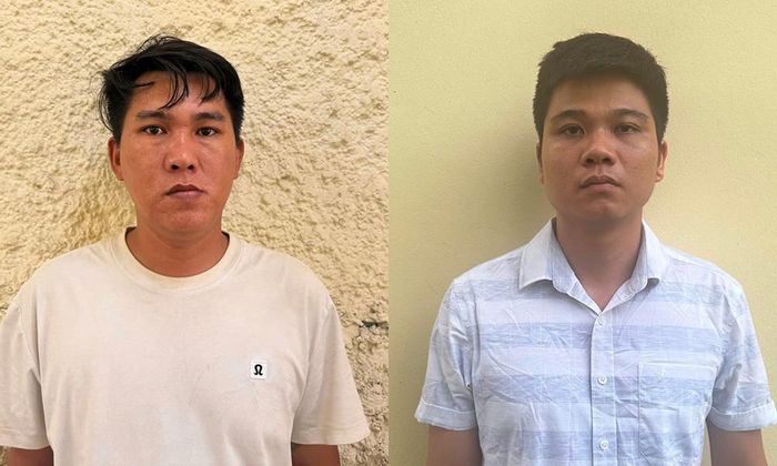  Bị can Trần Thanh Vũ và Đinh Đức Thắng (từ trái qua phải). 