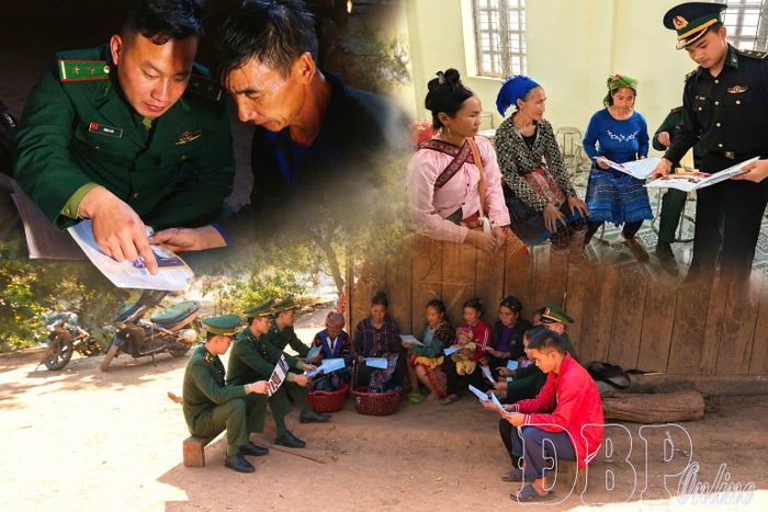 Cán bộ, chiến sĩ BĐBP tăng cường tuyên truyền, phổ biến kiến thức pháp luật cho người dân khu vực biên giới.