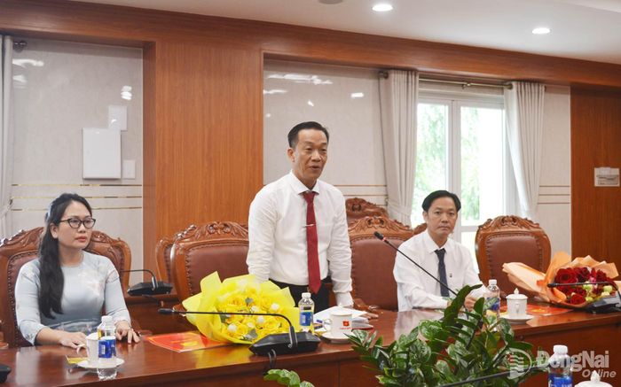 Đồng chí Trần Thiện Căn phát biểu nhận nhiệm vụ. Ảnh: Phương Hằng