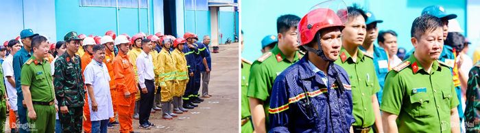 Các lực lượng tham gia diễn tập phương án.