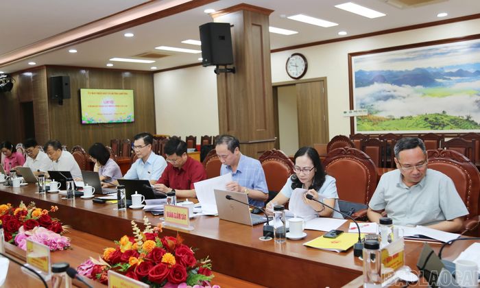 Thành viên đoàn giám sát tại buổi làm việc.