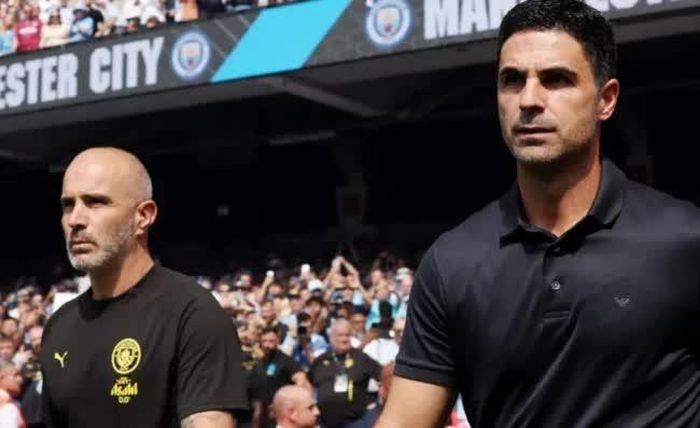 Arsenal thể hiện sức mạnh trước Man City. Ảnh: Getty.